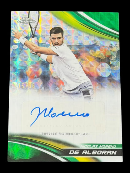 2025 Topps Chrome Tennis Green Geometric Auto 15/99 Nicolas Moreno De Alboran