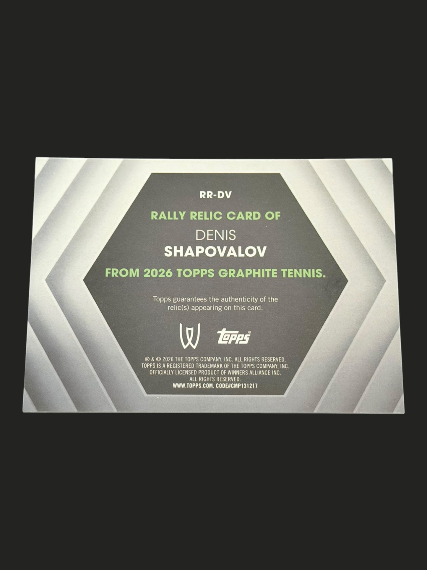 2026 Topps Graphite Rally Relic Denis Shapovalov