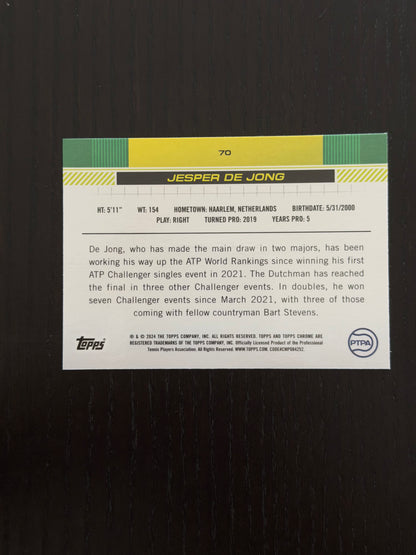 2024 Topps Chrome Tennis Gold Refractor 42/50 Jesper de Jong