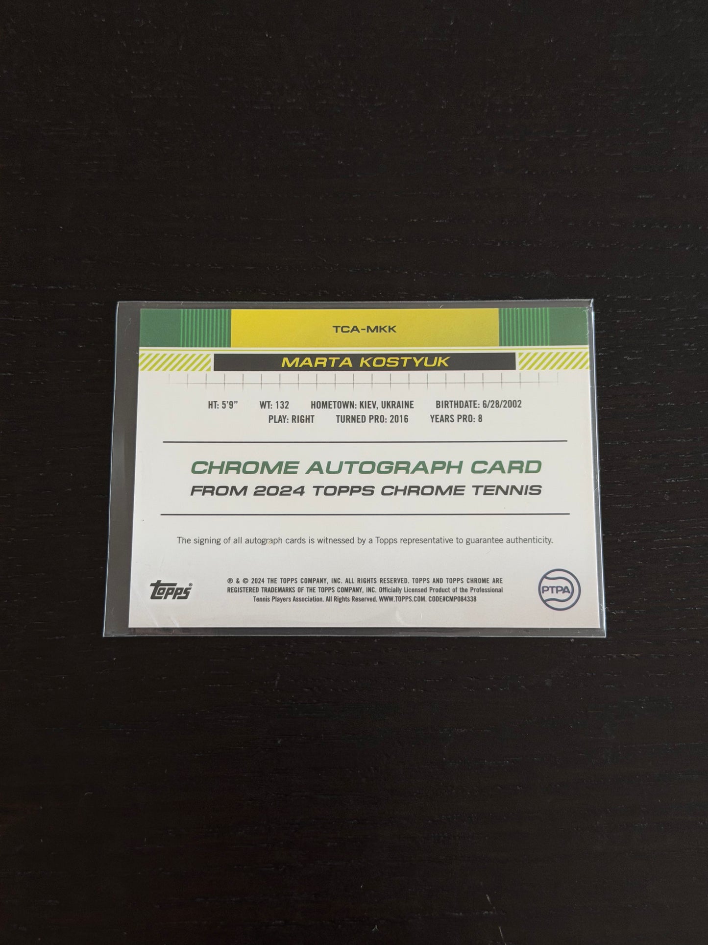 2024 Topps Chrome Tennis Green Auto 60/99 Marta Kostyuk