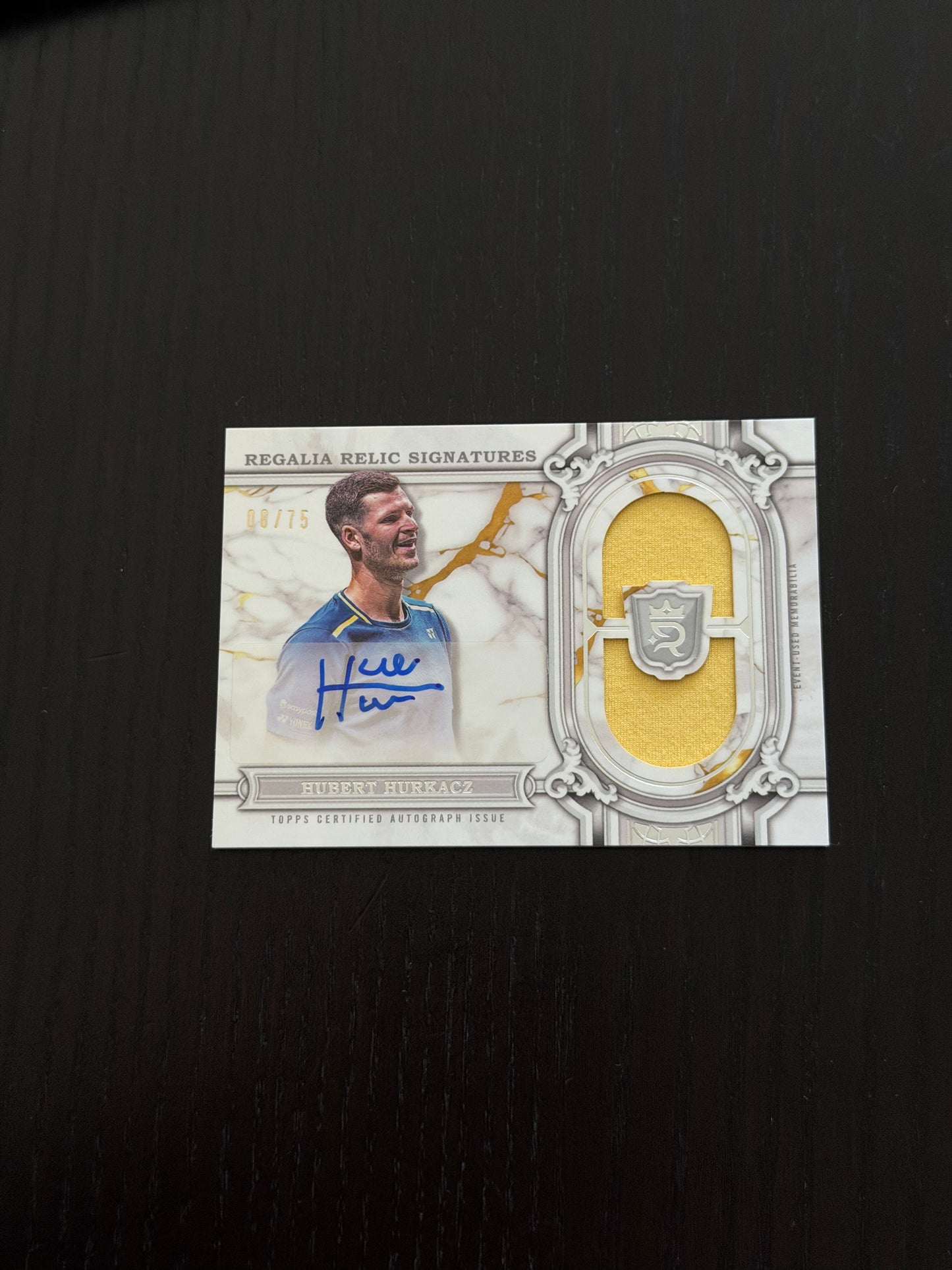2024 Topps Royalty Regalia Relics Signatures 08/75 Hubert Hurkacz