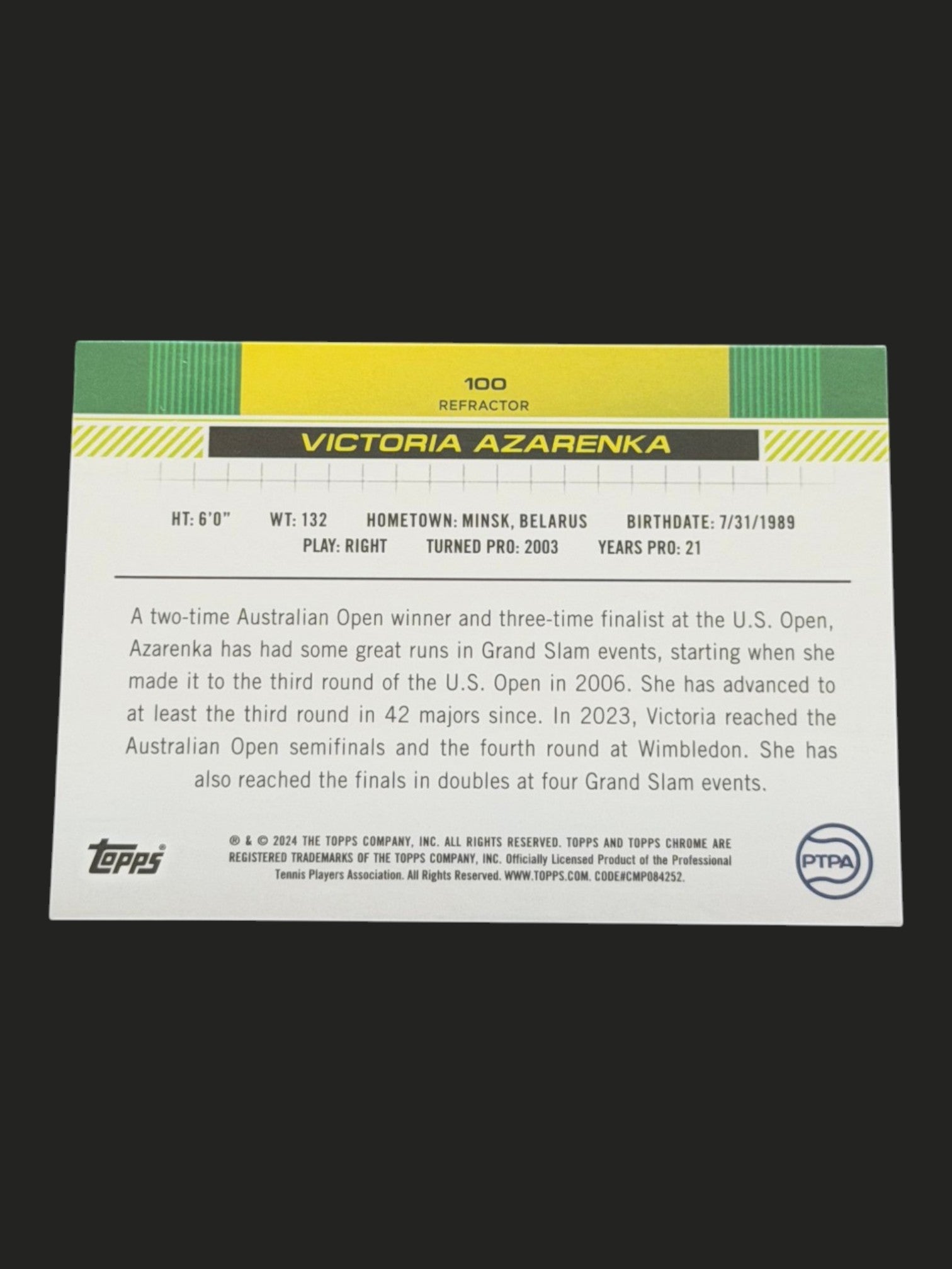 2024 Topps Chrome Victoria Azarenka — Refractor tennis card