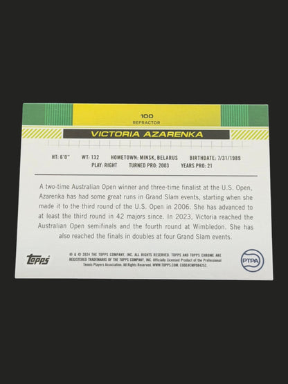 2024 Topps Chrome Victoria Azarenka — Refractor tennis card