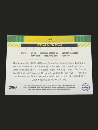 2024 Topps Chrome Ethan Quinn — Refractor tennis card