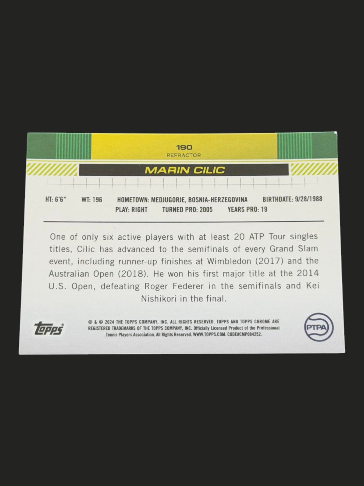 2024 Topps Chrome Marin Cilic — Refractor tennis card