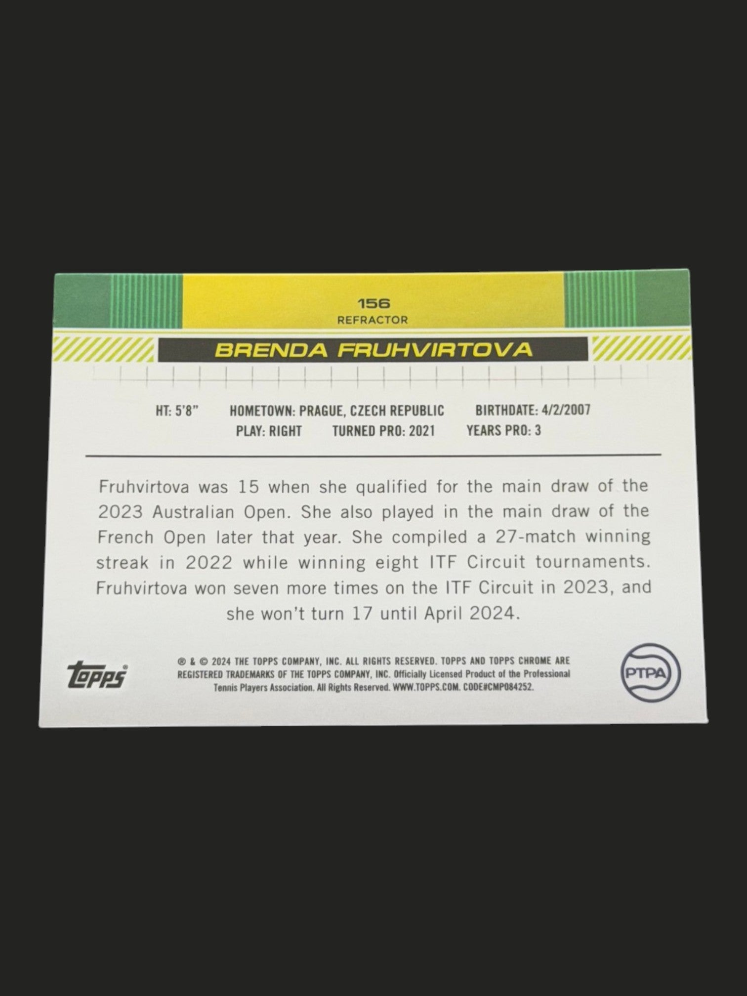 2024 Topps Chrome Brenda Fruhvirtova — Refractor tennis card