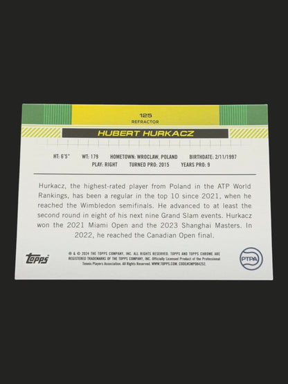 2024 Topps Chrome Hubert Hurkacz — Refractor tennis card