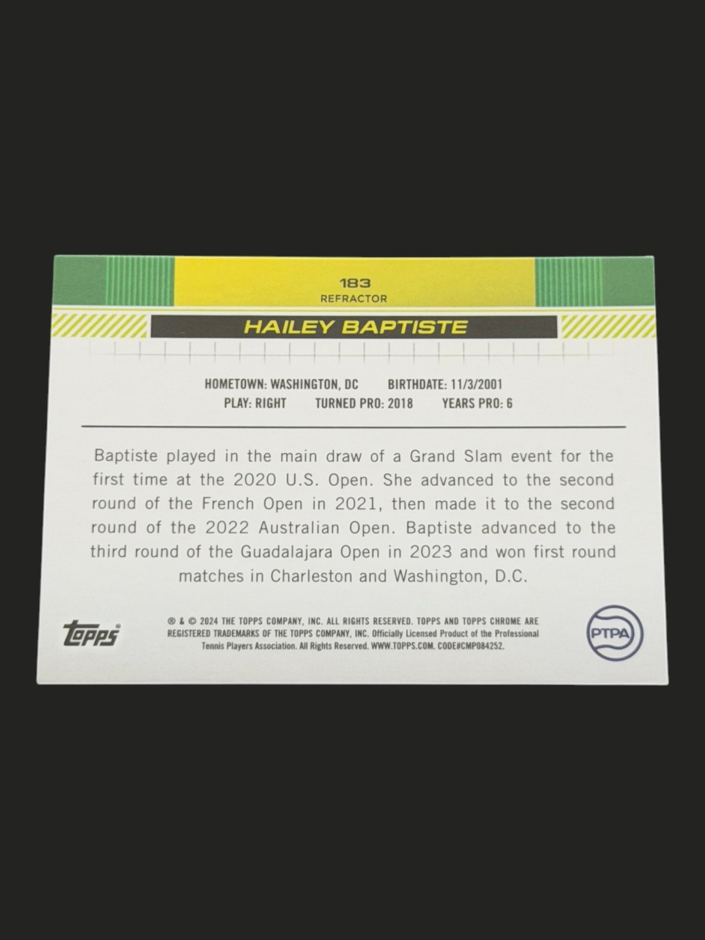 2024 Topps Chrome Hailey Baptiste — Refractor tennis card