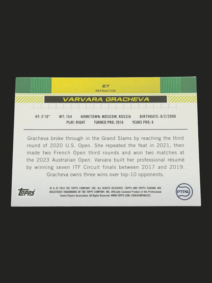 2024 Topps Chrome Varvara Gracheva — Refractor tennis card
