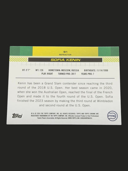2024 Topps Chrome Sofia Kenin — Refractor tennis card