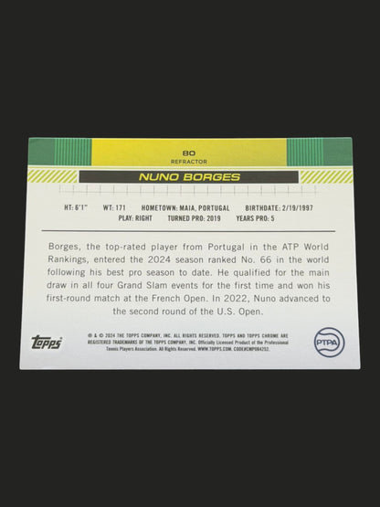 2024 Topps Chrome Nuno Borges — Refractor tennis card
