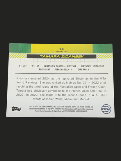 2024 Topps Chrome Tamara Zidansek — Refractor tennis card