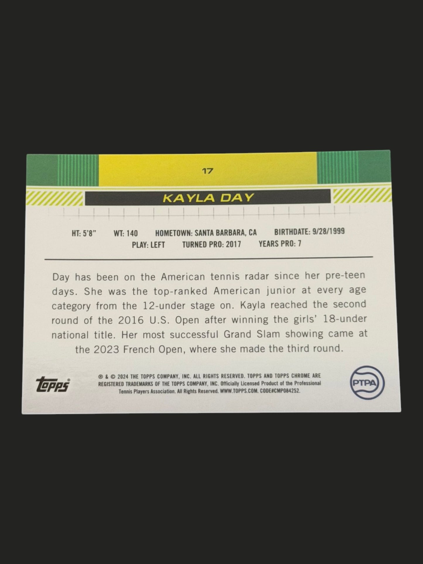 2024 Topps Chrome Tennis Rose Gold 03/20 Kayla Day