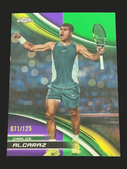 2025 Topps Chrome Tennis Purple Green 071/125 Carlos Alcaraz