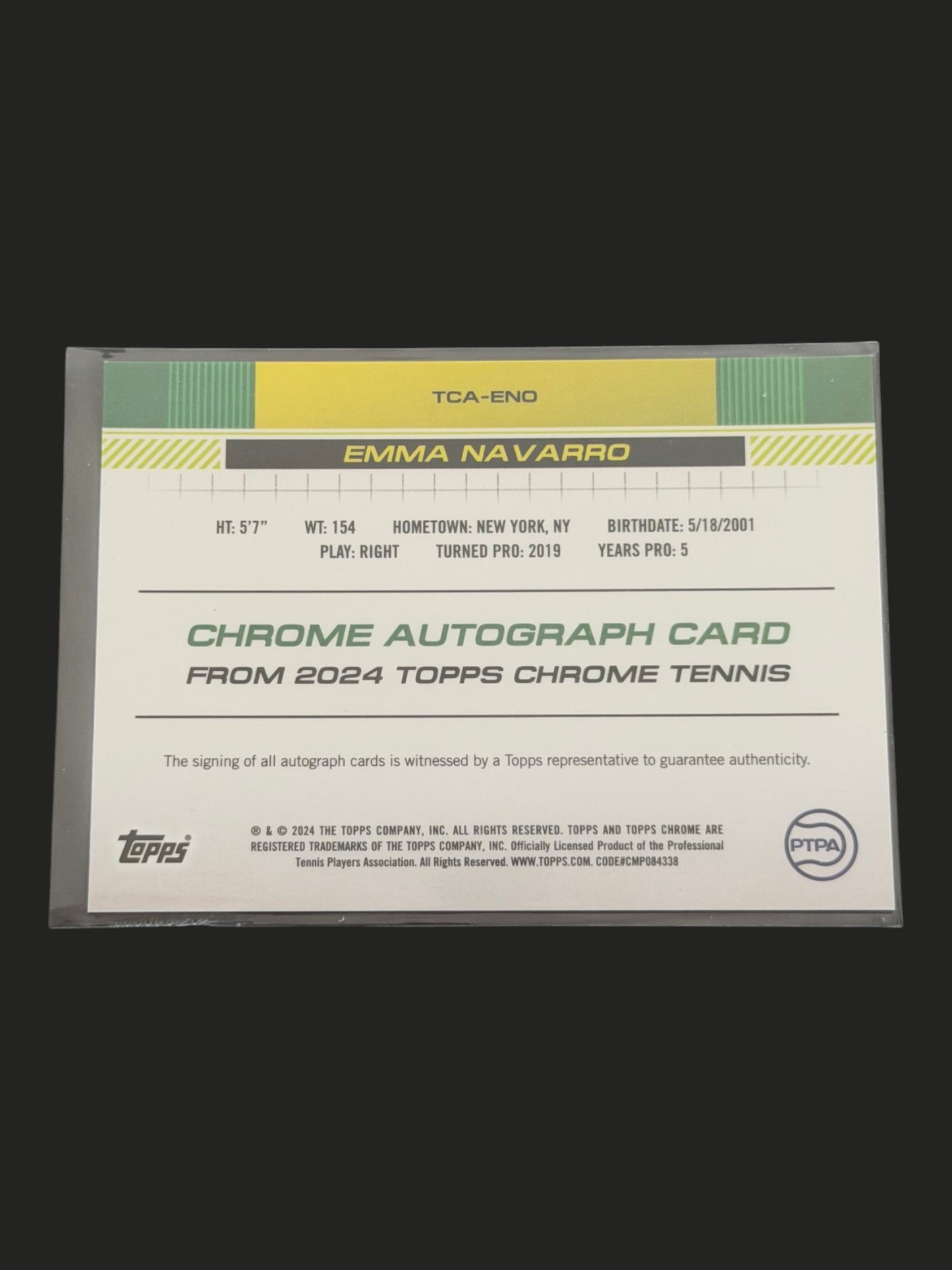 2024 Topps Chrome Tennis Auto Emma Navarro