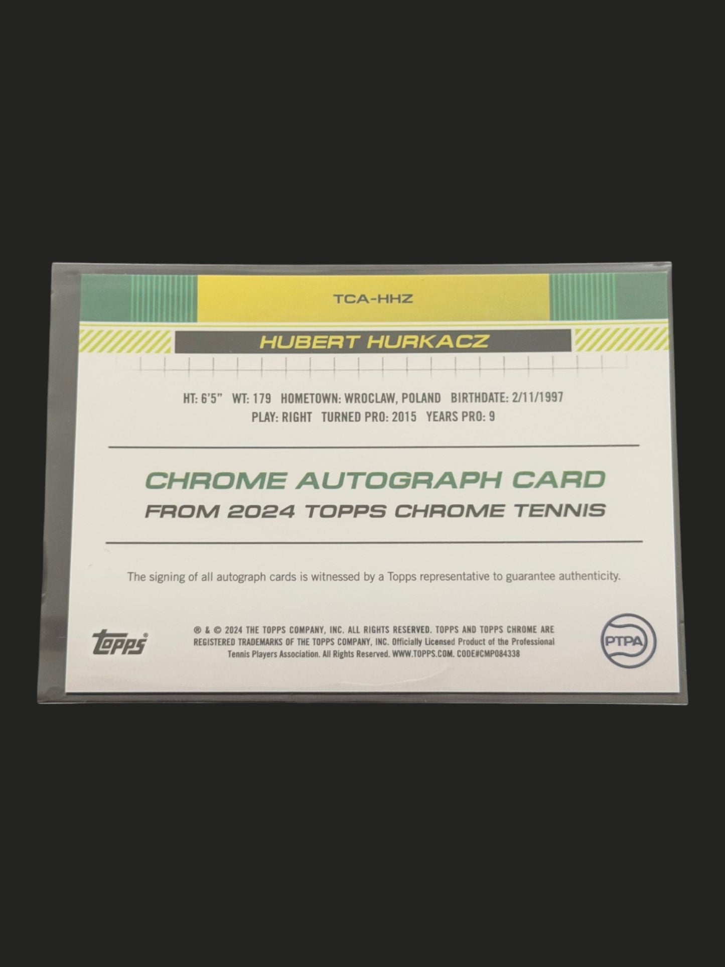 2024 Topps Chrome Tennis Auto Hubert Hurkacz