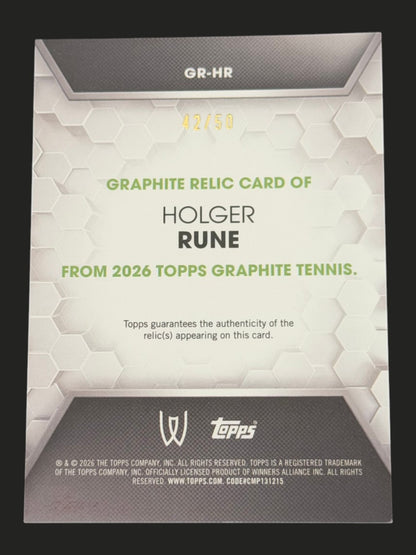 2026 Topps Graphite Tennis Blue Relic 42/50 Holger Rune