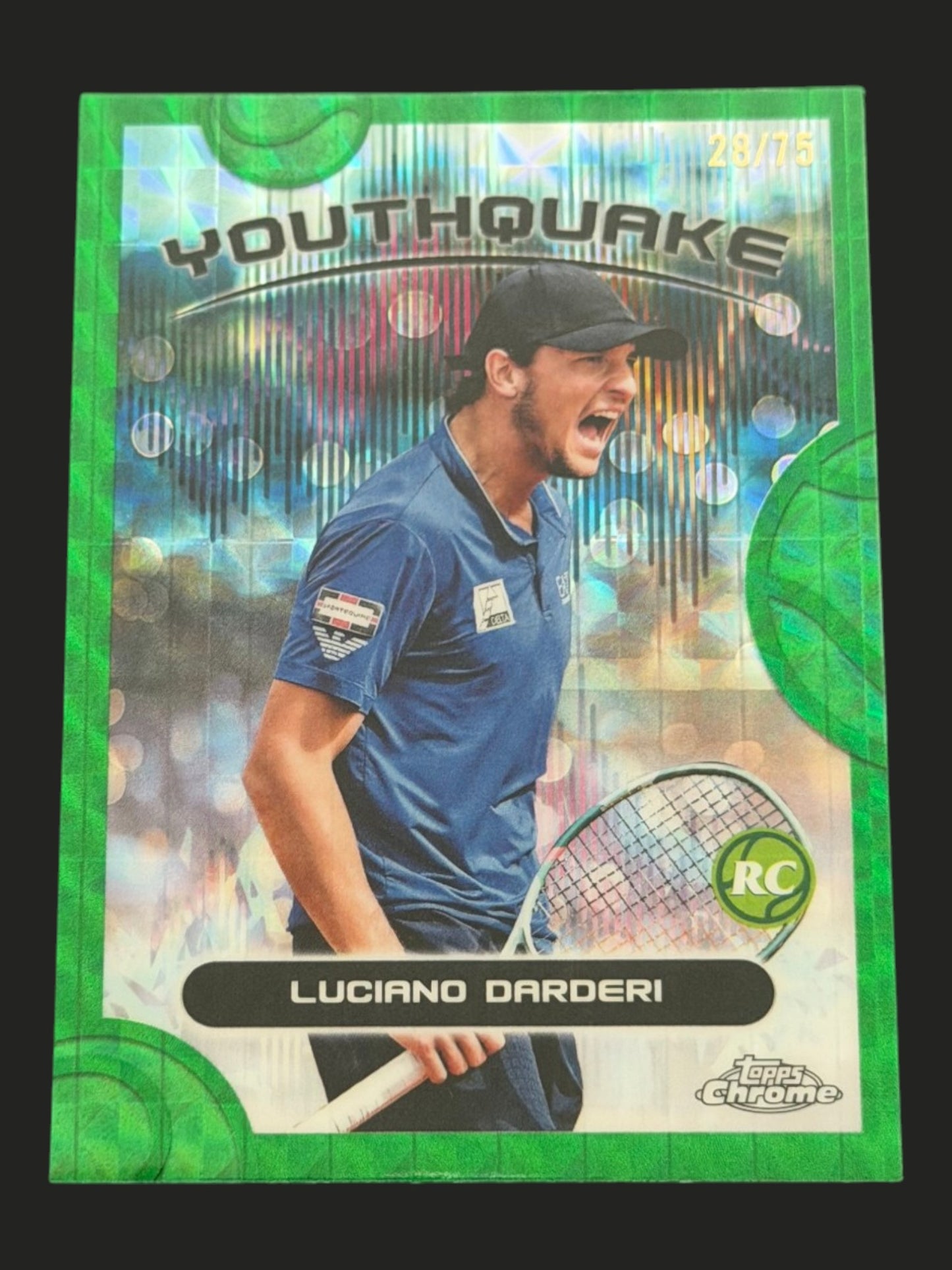 2025 Topps Chrome Tennis Green Geometric Youthquake 28/75 Luciano Darderi