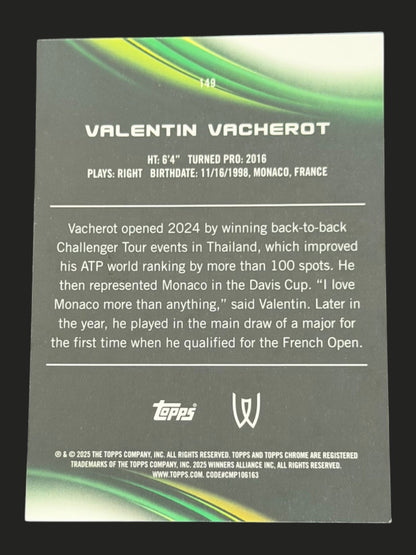 2025 Topps Chrome Sapphire Tennis Green 46/75 Valentin Vacherot