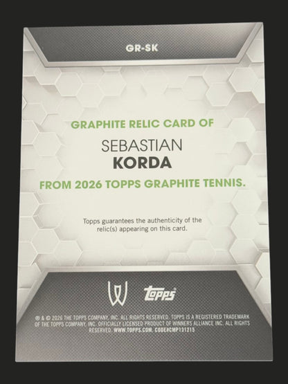 2026 Topps Graphite Tennis Relic Sebastian Korda