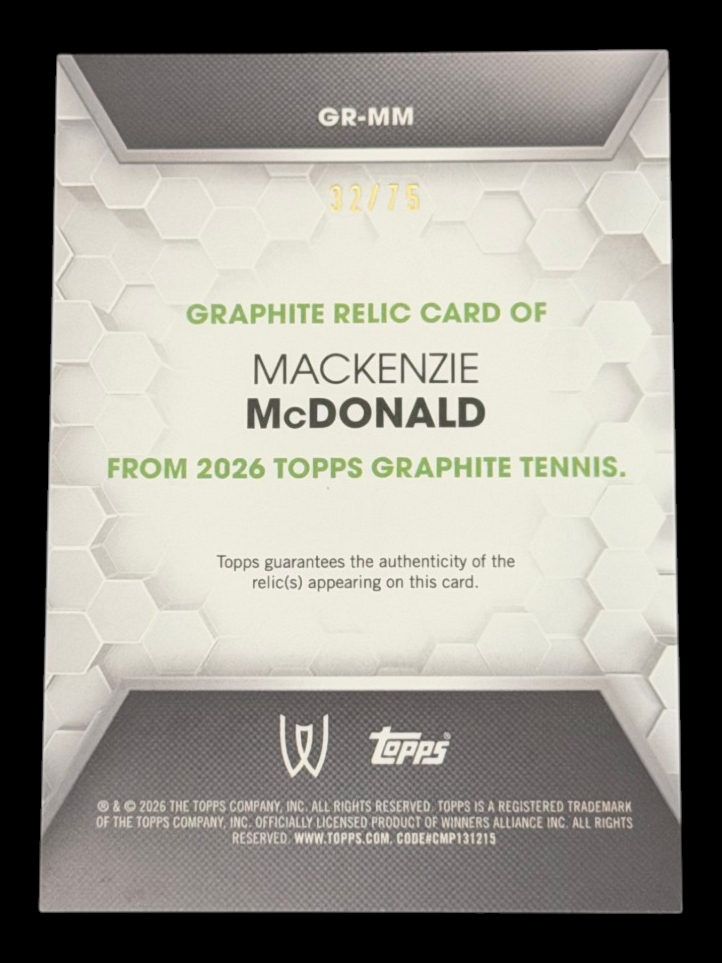 2026 Topps Graphite Mackenzie McDonald — Green Relic /75