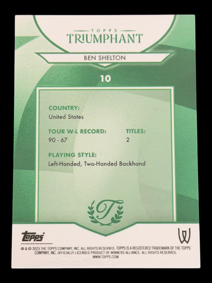 2025 Topps Triumphant Ben Shelton Black /10