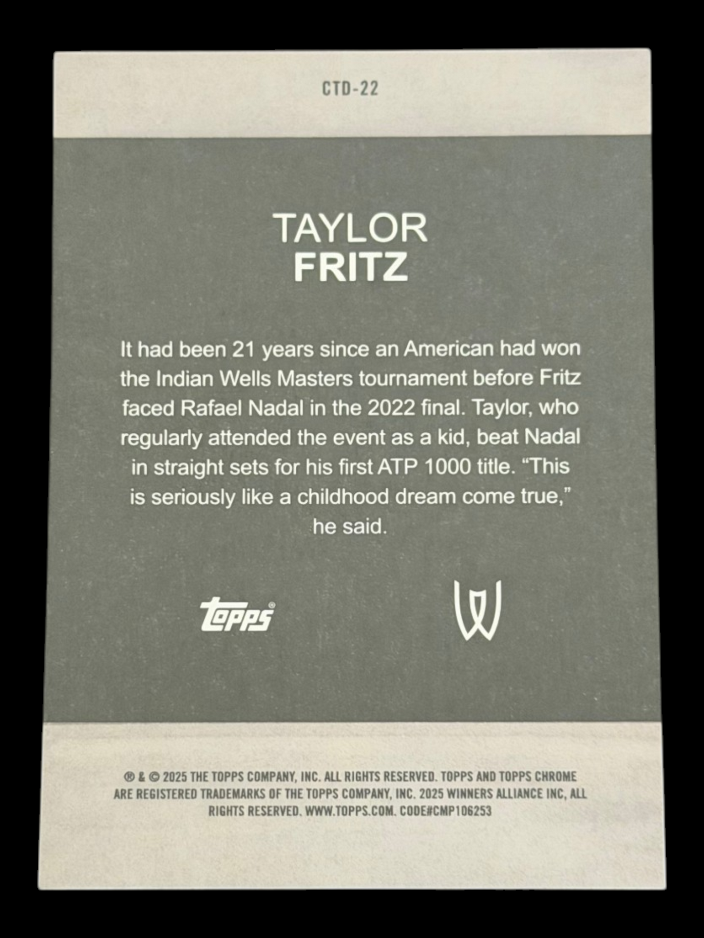 2024 Topps Chrome Taylor Fritz — Gold Geometric Captured /50