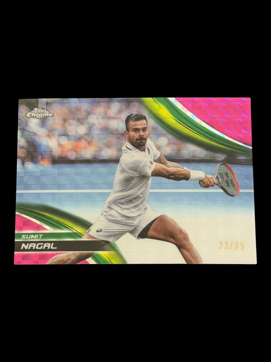 2025 Topps Chrome Sumit Nagal — Pink Geometric Refractor /65