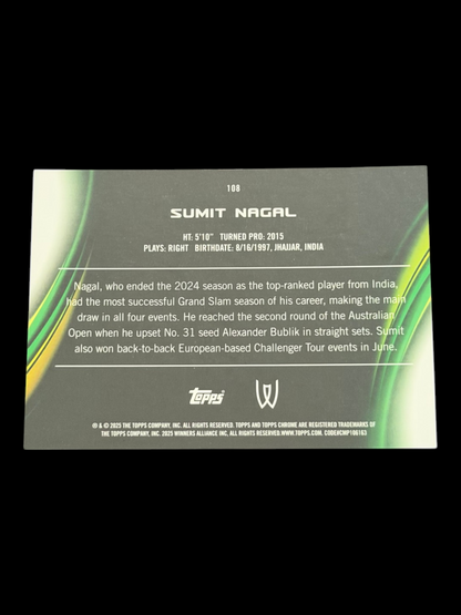2025 Topps Chrome Sumit Nagal — Pink Geometric Refractor /65