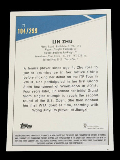 2021 Topps Chrome Sapphire Lin Zhu — Pink /299