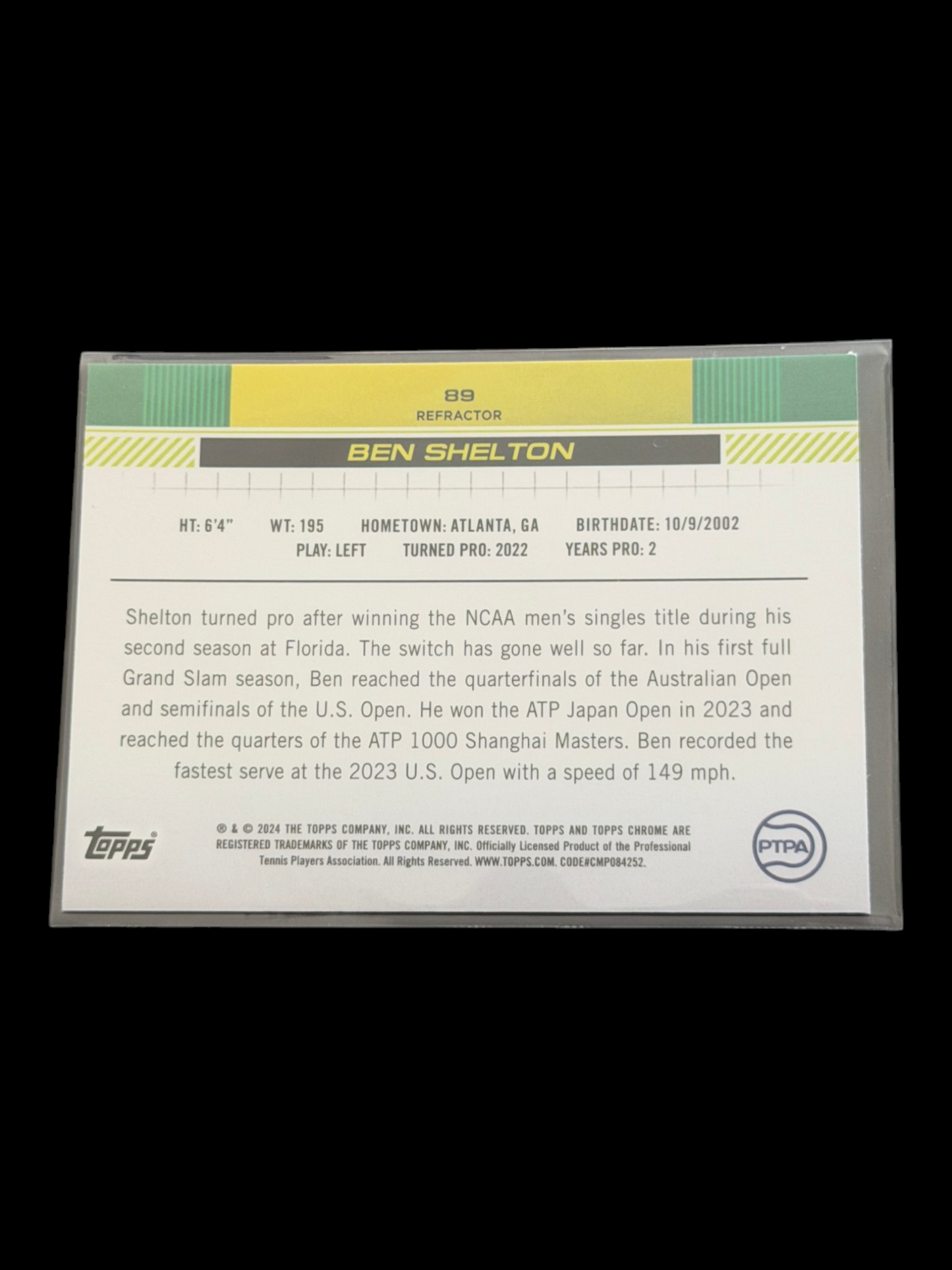 2024 Topps Chrome Ben Shelton — Refractor