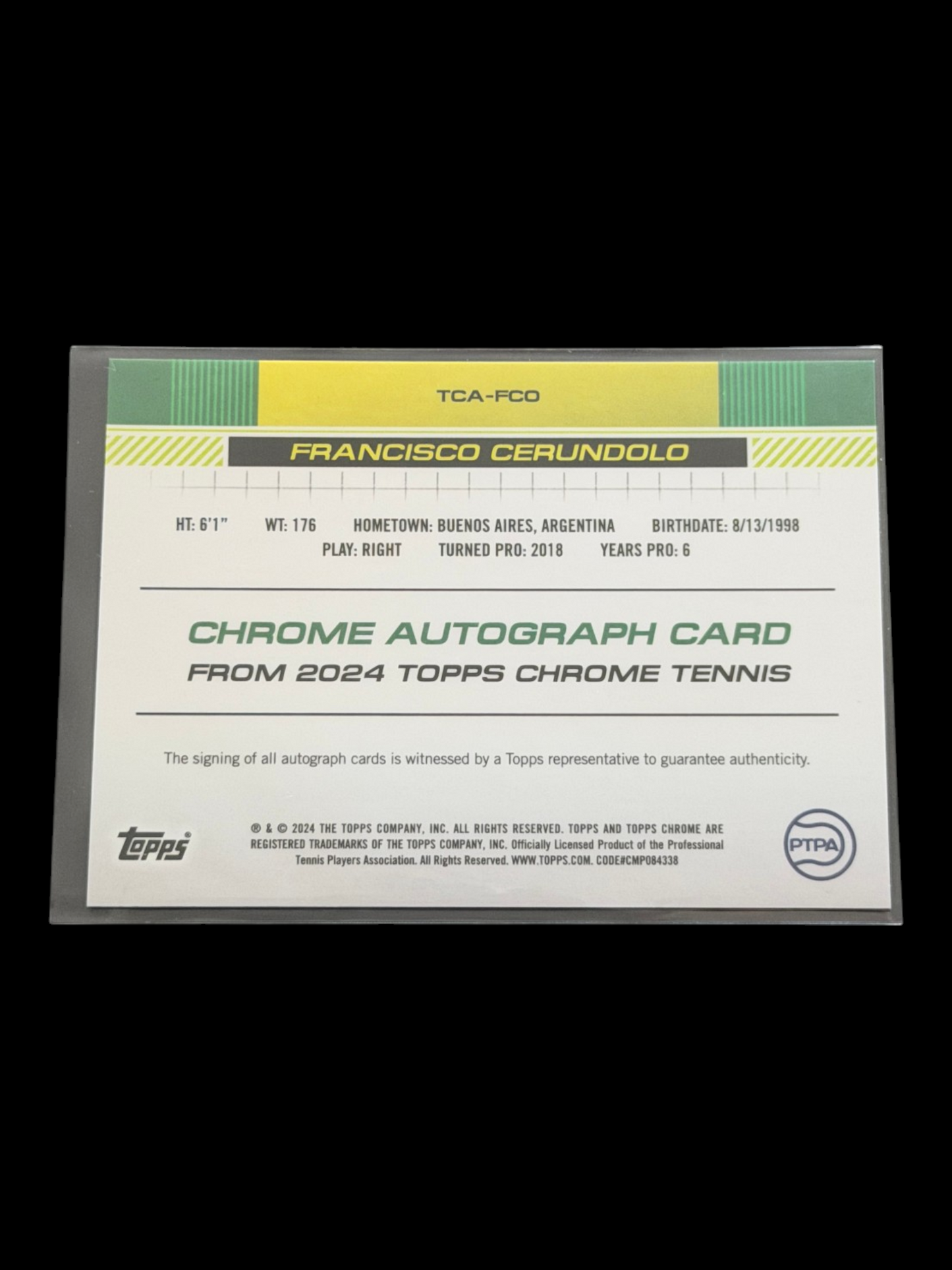 2024 Topps Chrome Francisco Cerundolo — Gold Auto /50