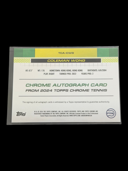 2024 Topps Chrome Coleman Wong — Green Auto /99