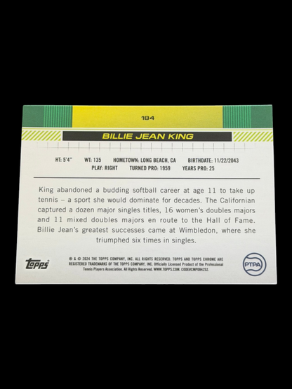 2024 Topps Chrome Billie Jean King — Lime Green Refractor /299