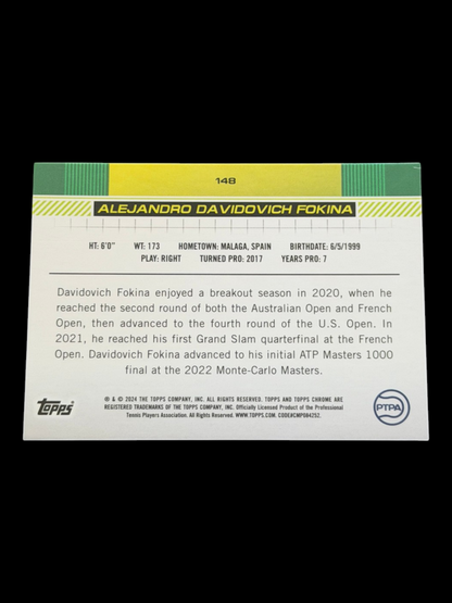 2024 Topps Chrome Alejandro Davidovich Fokina — Pineapple Refractor /77