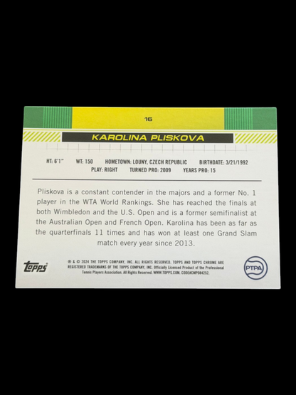 2024 Topps Chrome Karolina Pliskova — Pineapple Refractor /77