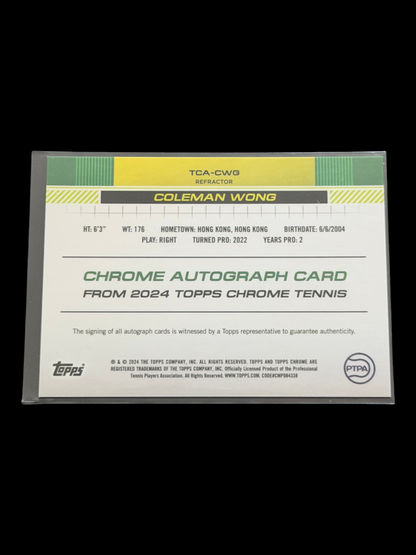 2024 Topps Chrome Coleman Wong — Refractor Auto /499