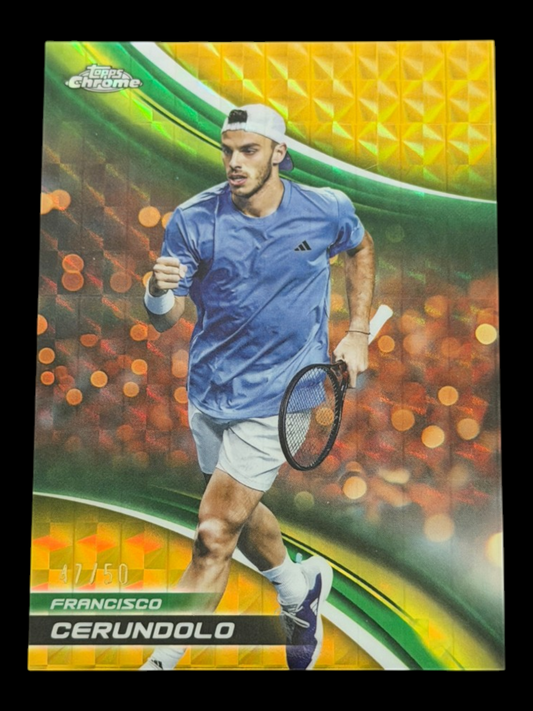 2025 Topps Chrome Francisco Cerundolo — Gold Geometric Refractor /50