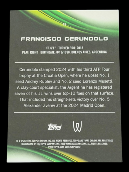 2025 Topps Chrome Francisco Cerundolo — Gold Geometric Refractor /50