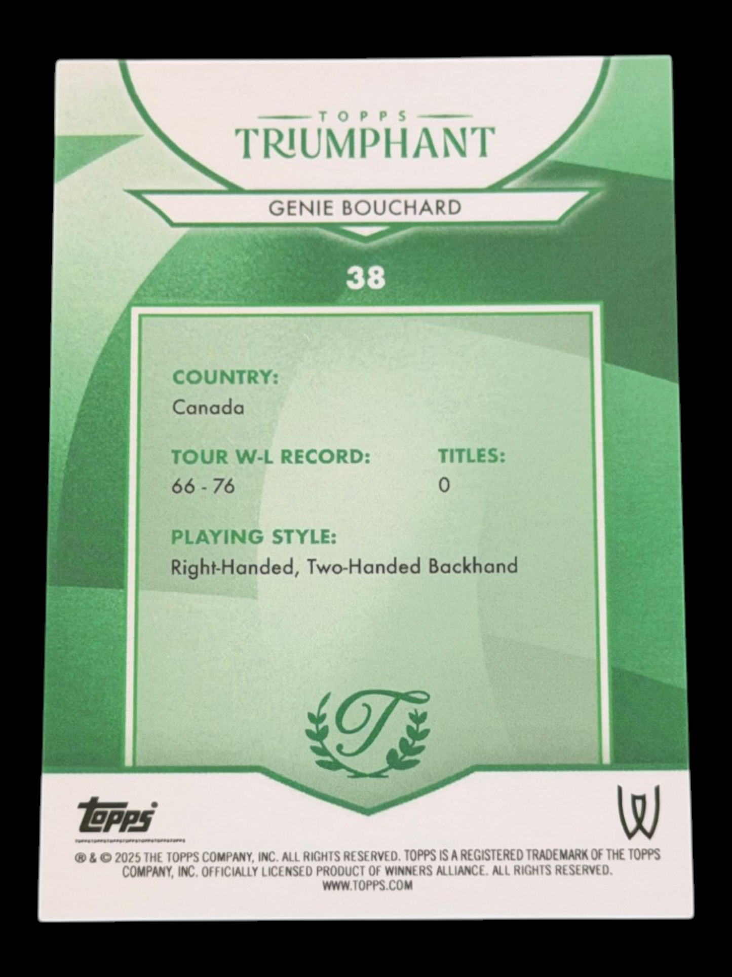 2025 Topps Triumphant Genie Bouchard Black /10
