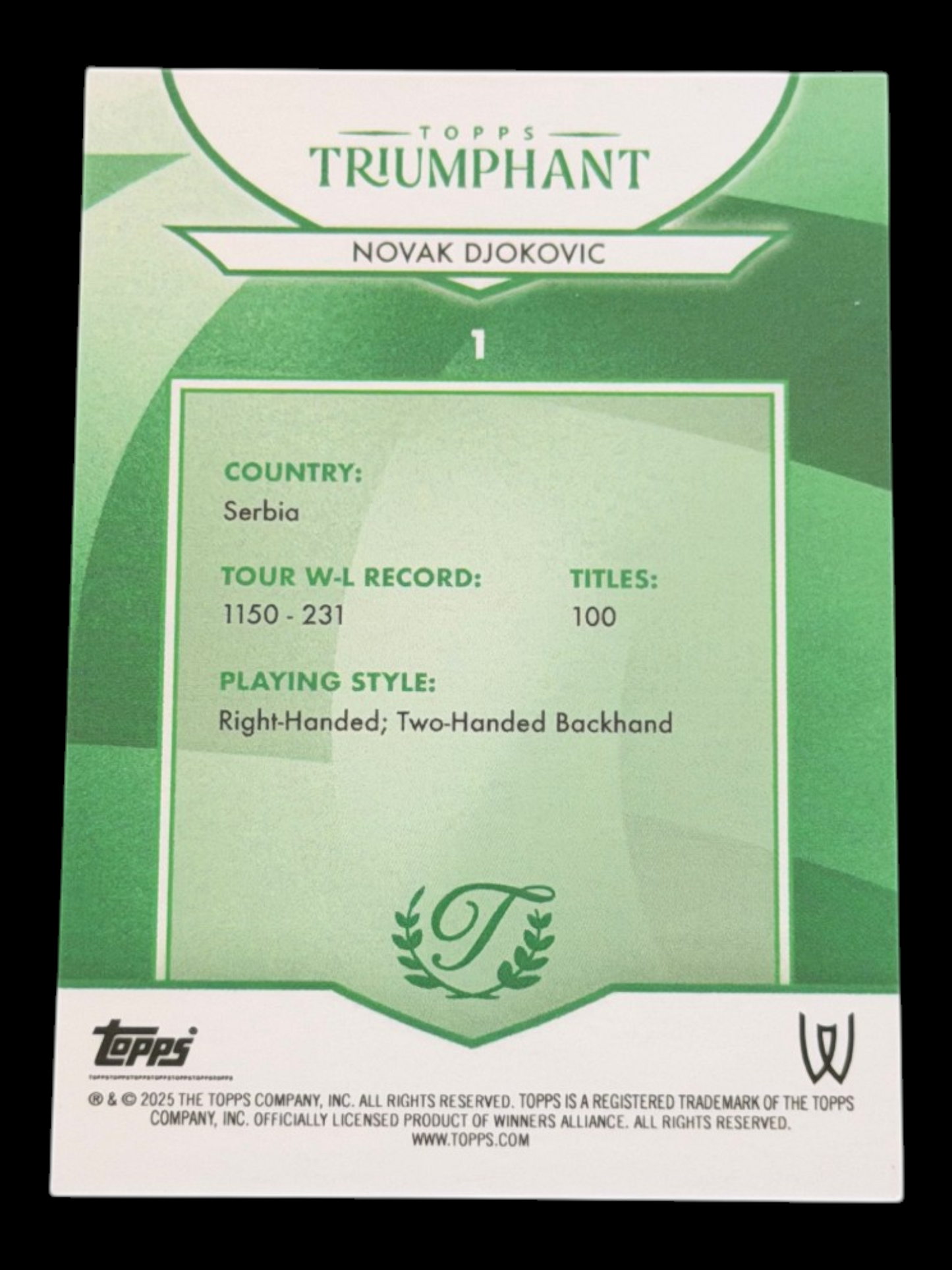 2025 Topps Triumphant Novak Djokovic Gold /50