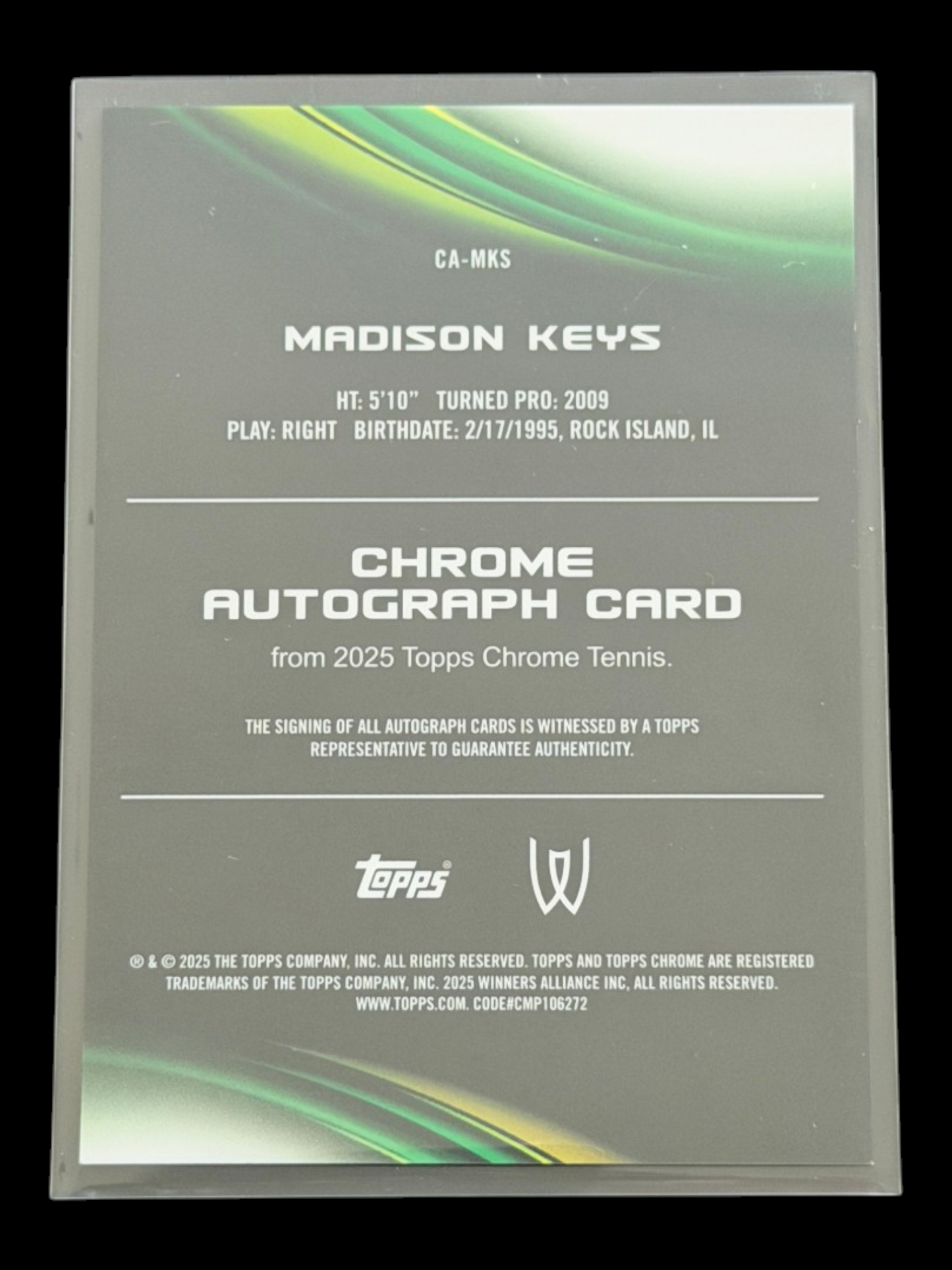 2025 Topps Chrome Madison Keys — Green Auto /99