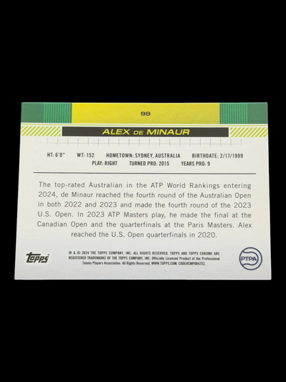 2024 Topps Chrome Sapphire Alex de Minaur — Gold Refractor /50