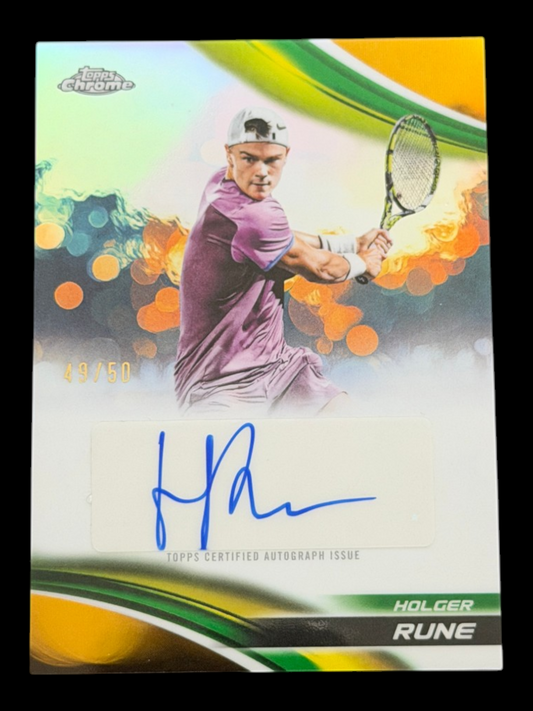 2025 Topps Chrome Holger Rune — Gold Auto /50