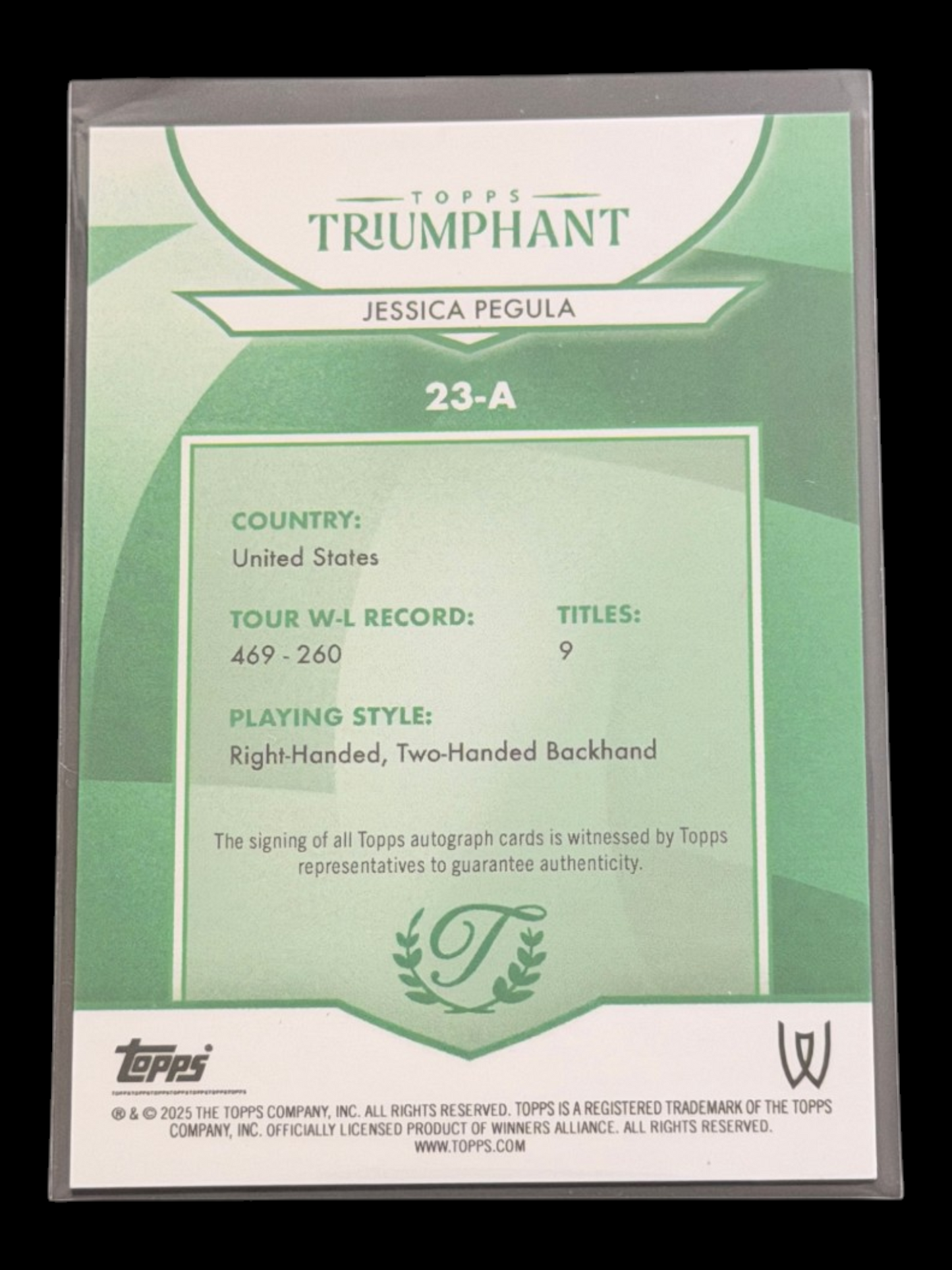 2025 Topps Triumphant Jessica Pegula Green Auto /35