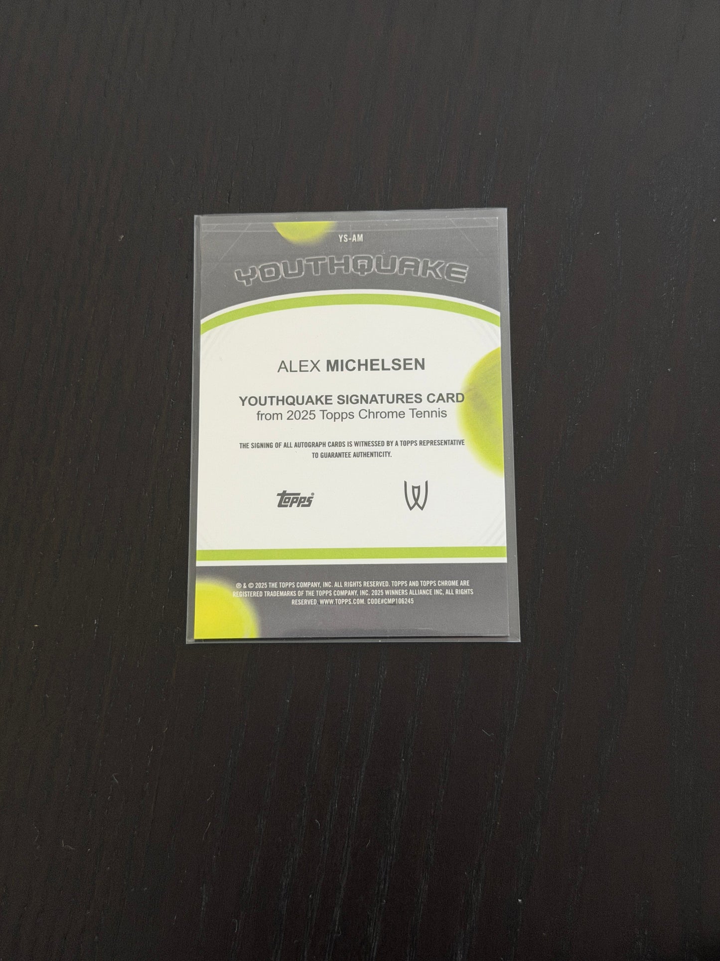 2025 Topps Chrome Alex Michelsen — Orange Youthquake Auto /25