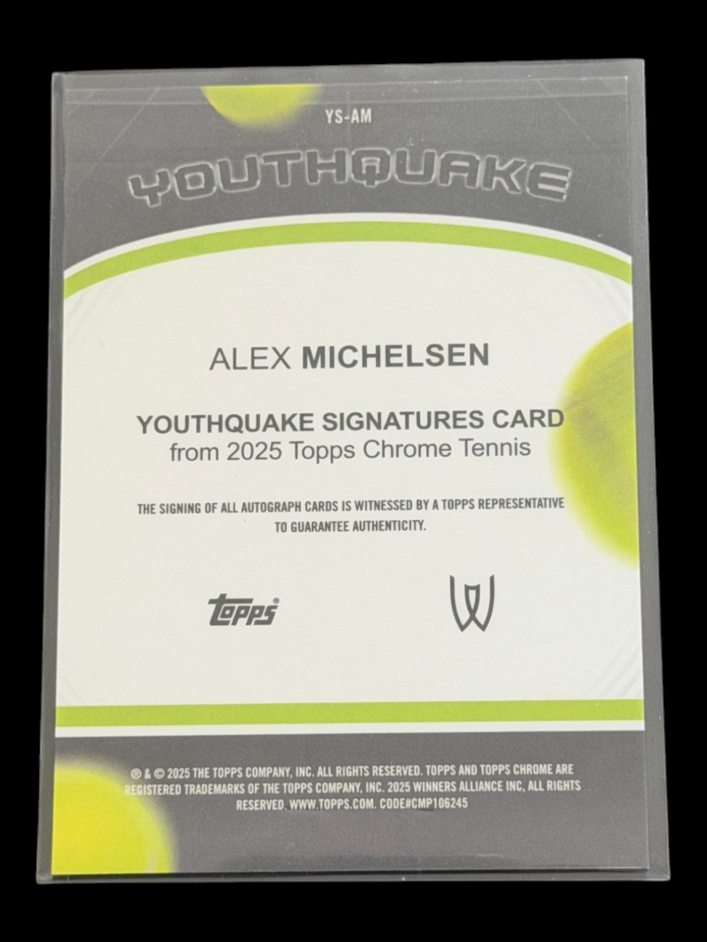 2025 Topps Chrome Alex Michelsen — Orange Youthquake Auto /25