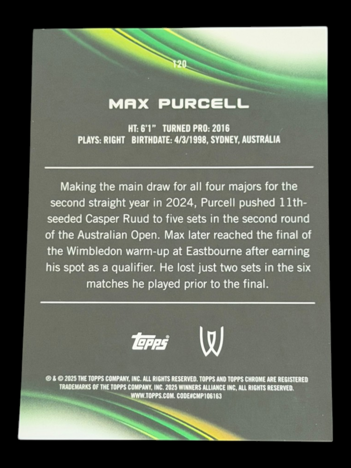 2025 Topps Chrome Max Purcell — Gold Refractor /50