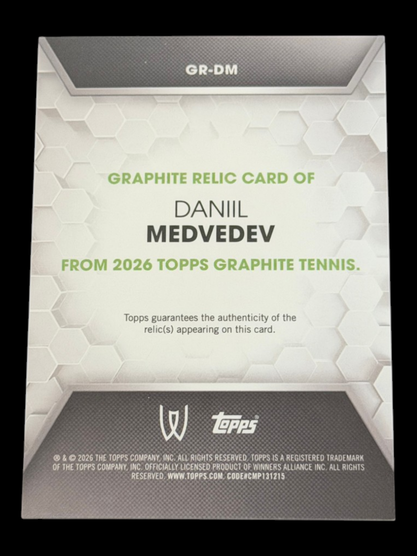 2026 Topps Graphite Daniil Medvedev — Relic