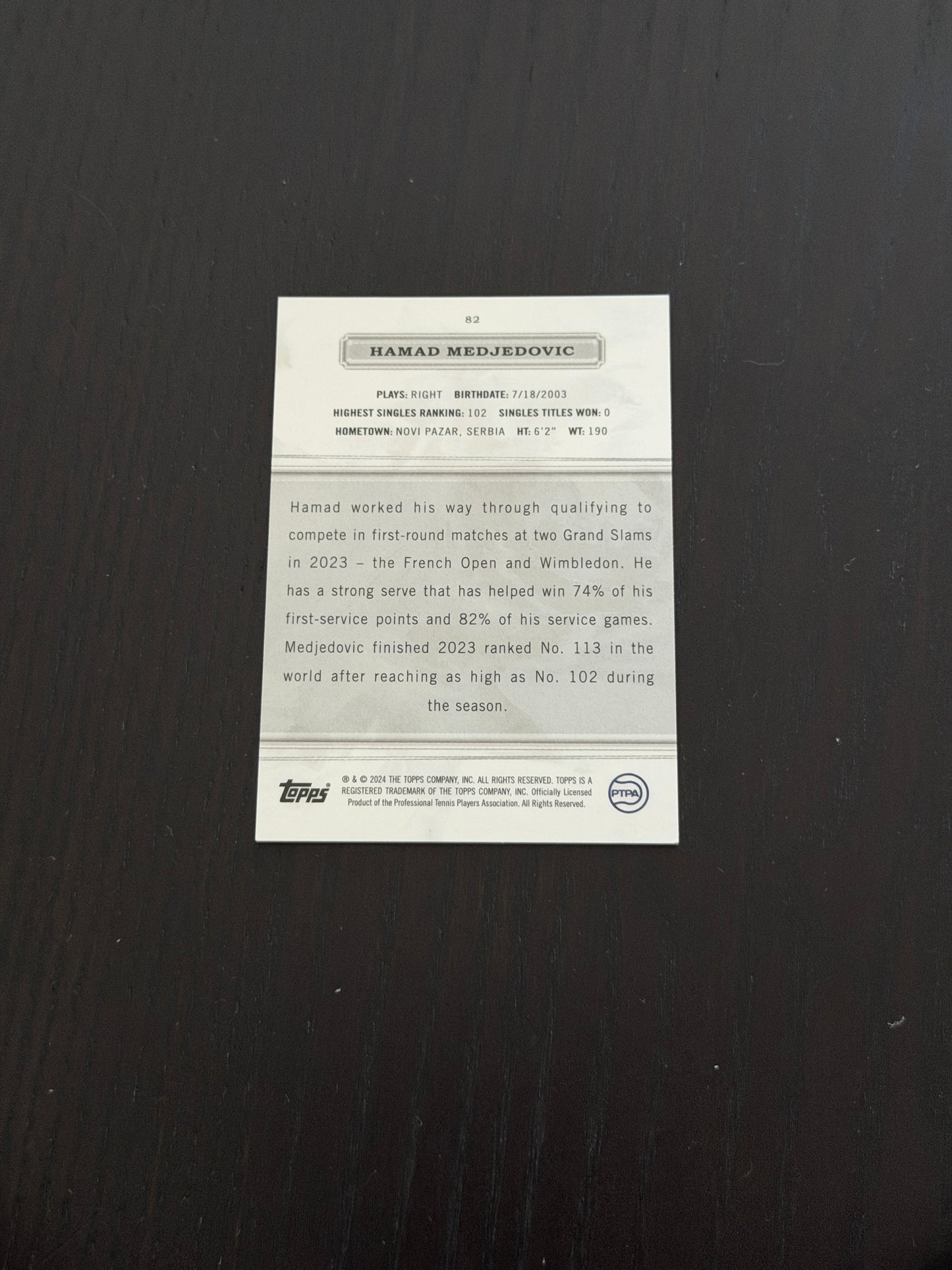 2024 Topps Royalty Purple Hamad Medjedovic /35
